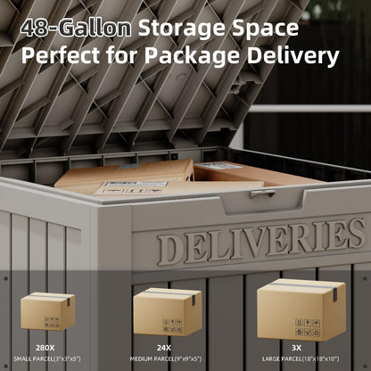 LHBGO Package Delivery Box for Outside, 48 Gallon Storage with Lockable Secure, Large Double Wall Resin Outdoor Package Delivery Waterproof Deck