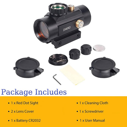 KASENTE 1x40 Red Green Dot Sight Rifle Scope with 20mm / 11mm Picatinny Dovetail Rail Mount