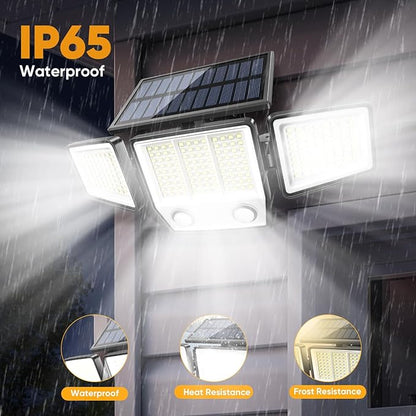 Solar Motion Sensor Outdoor Lights Waterproof - 3000LM 3 Modes Security Lights Outdoor 270° Illumination IP65 LED Solar Flood Wall Light for Garden Yard Patio Pathway (Modern, 4)