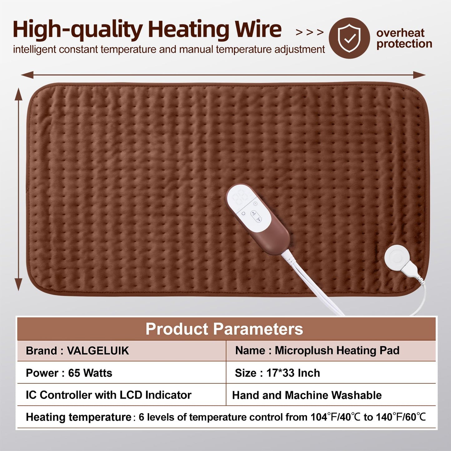 Heating pad for Back, Neck, Shoulder, Cramps and Leg Pain Relief, Heat Pads Christmas Gifts for Women, Men, Mom, Dad, Auto-Off,Machine Washable,Moist Dry Heat Options,Extra Large 12"x24"