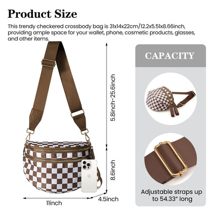 Nylon Crossbody Bags Bum Bag for Women Large Sling Bag Purse with Adjustable Strap（Black）