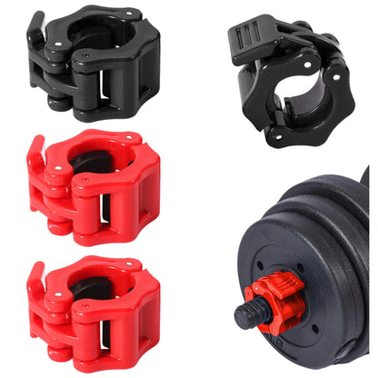4 Pack Dumbbell Barbell Clamps 30mm, Quick Release Weight Bar Collars, Secure Locking Barbell Clips for Weightlifting, Workout, Strength Training & Fitness Accessories (Black+Red)