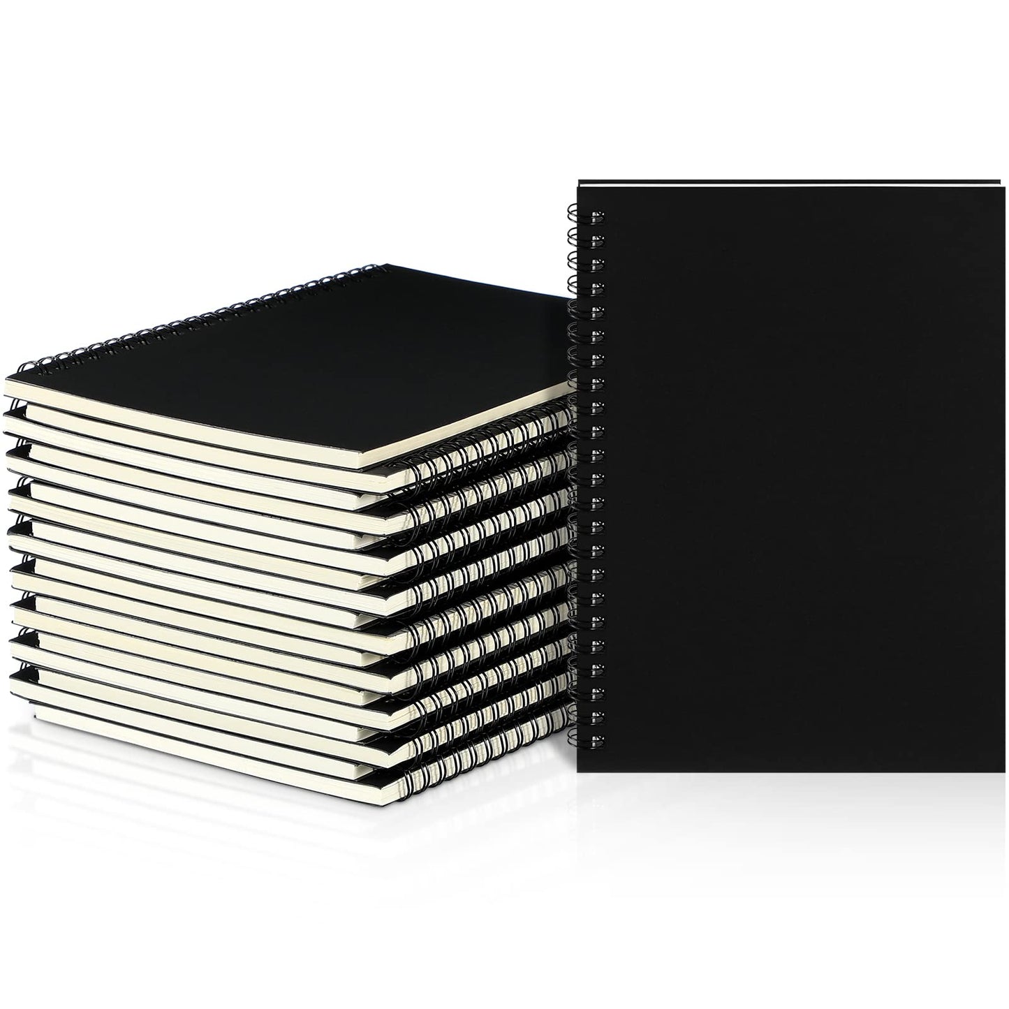 Yahenda 18 Pcs Spiral Notebook Bulk A5 Journal Lined 8.3'' x 5.5'' Writing Composition Paper Small Notepad Subject Notebook for Students Office Business Back to School Supplies (Black Color)