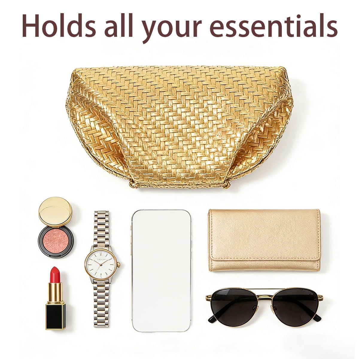 Aritenation Woven Clutch Purses for Women Evening Bag Elegant Ruched Dumpling Clutch PU Leather Eveing Bag for Party Wedding