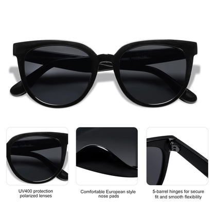 SOJOS Trendy Cat Eye Round Polarized Sunglasses for Women Fashion UV Protection Sunnies Sunglasses SJ2175