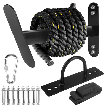 NELOMO Battle Rope Hanger Anchor Strap Kit Battle Rope Storage Rack Battle Rope Fastening Hook Wall Mount Exercise Rope Organiser Home Gym or Commercial Gym