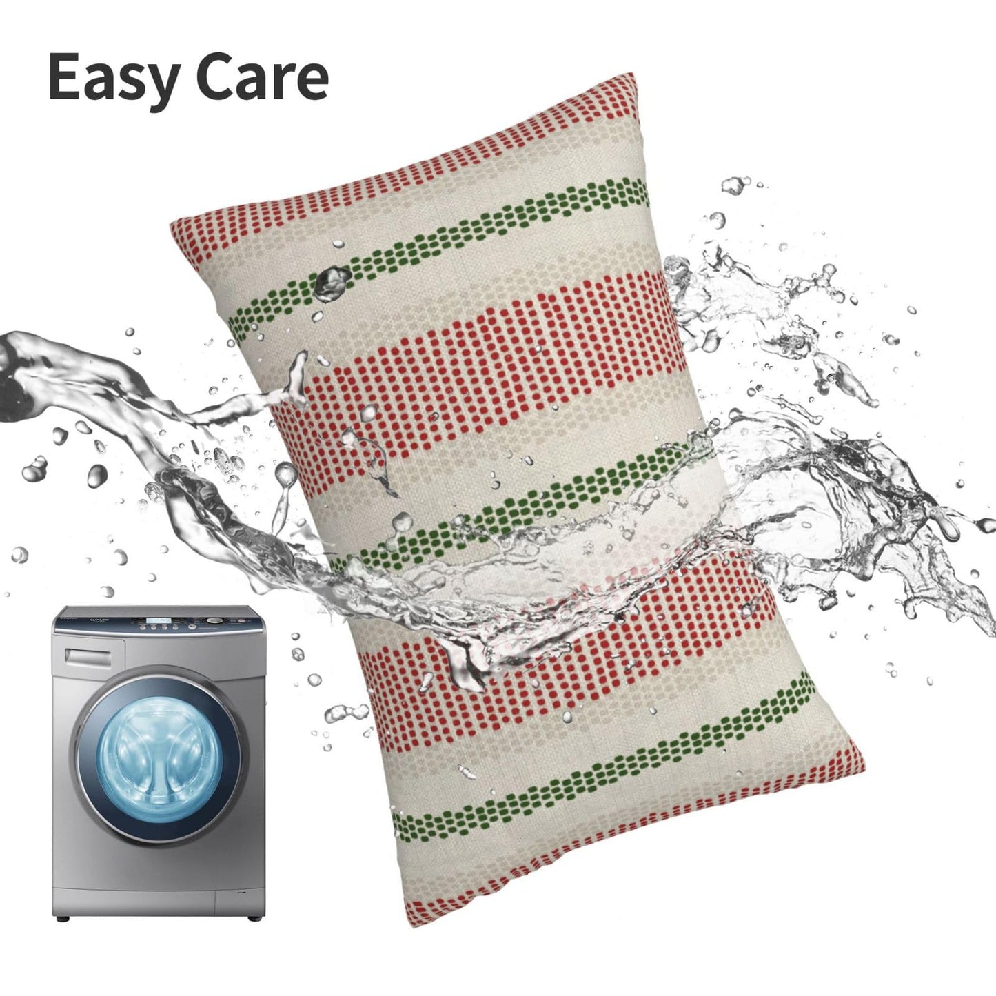 DAFENA Red Green Pillow Covers 12x20 Inch 2 Pcs Christmas Polka Dots Striped Decor Throw Pillows Winter Xmas Holiday Modern Outdoor Farmhouse Decoration Pillowcase Linen Cushion Cover for Couch Sofa