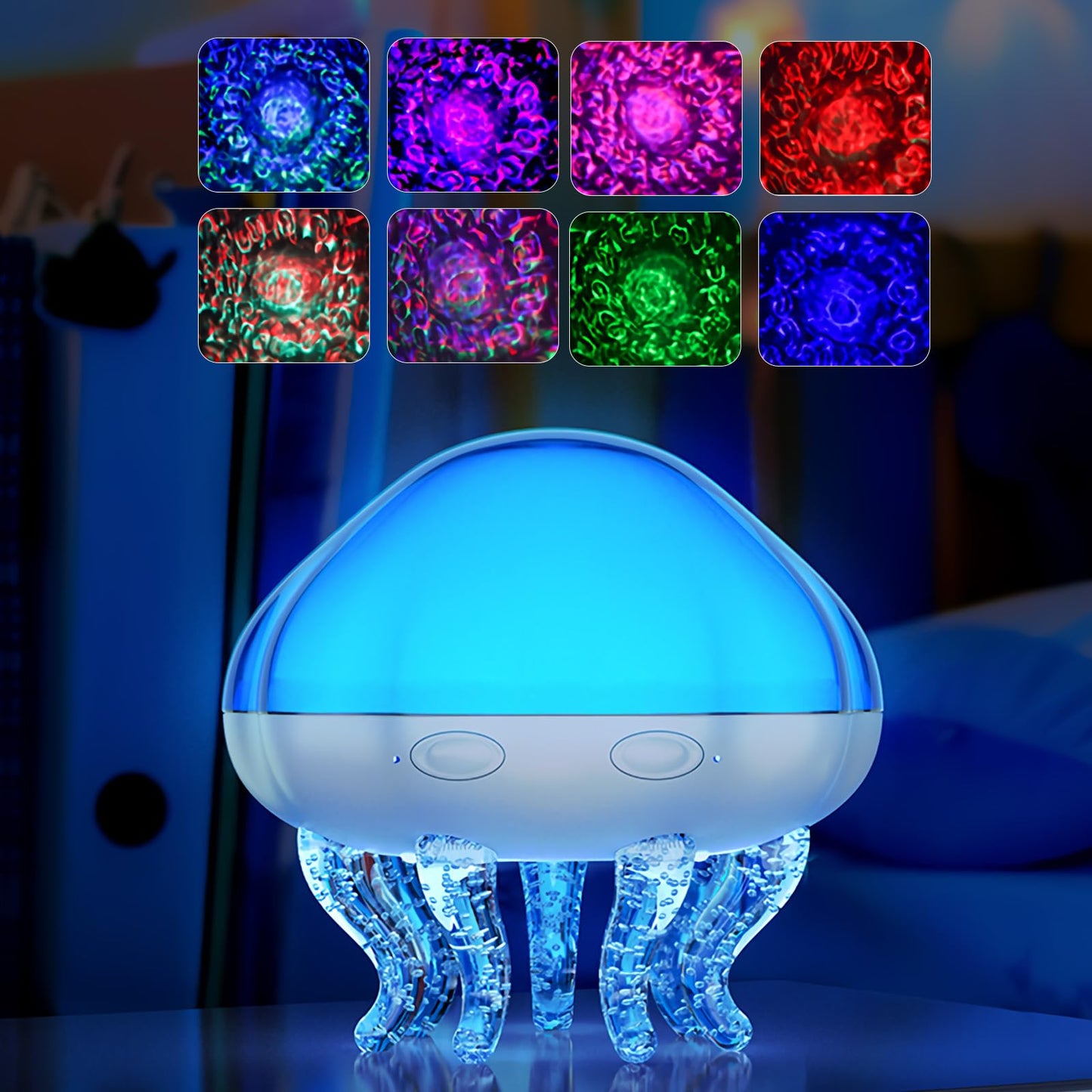 GOUTOOL 2-in-1 Ocean Wave & Jellyfish Projector Light with Remote Control,Timer autoOff,8Color Changing Night Light for Kids,USB Powered Mood Lamp for Bedroom,Christmas Birthday Gift (Jellyfish)