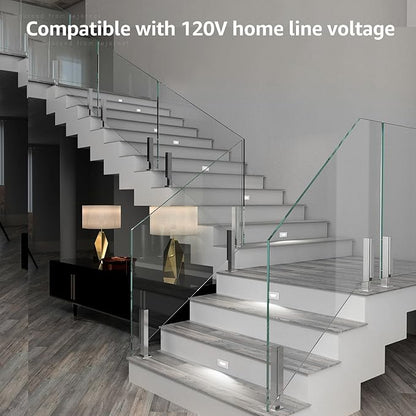 LEONLITE White 5CCT 120V LED Step Lights, 3.5W 150LM 5%-100% Dimmable Horizontal Stair Lights Indoor Outdoor Wet Location, CRI90+ & ETL, 2700K/3000K/3500K/4000K/5000K, Aluminum, Pack of 6