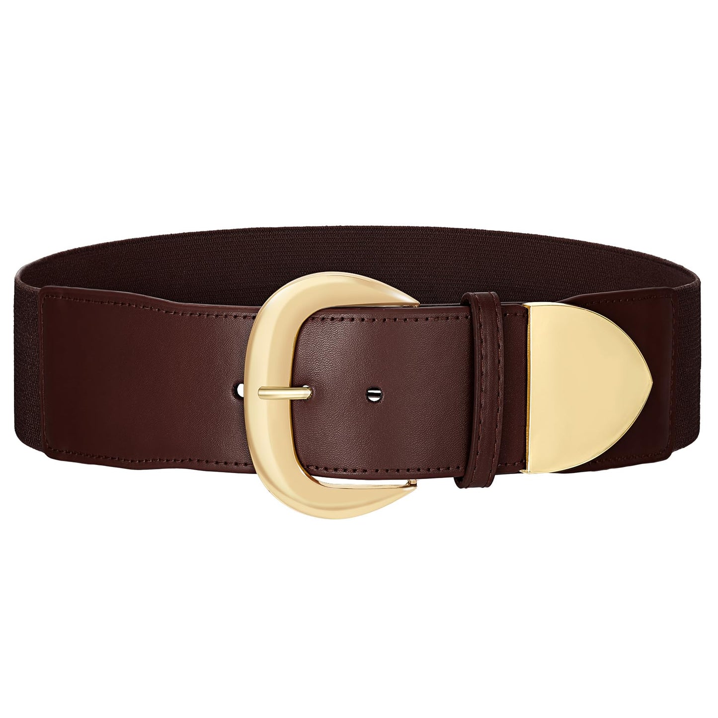 Women Wide Elastic Waist Belt for Dresses Fashion Thick Stretchy Belt for Trendy,coffee 35"