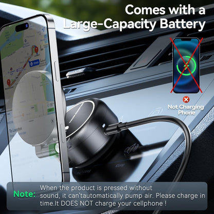 Vacuum Suction Magnetic Car Phone Holder, Electric Magnetic Car Phone Holder Mount Foldable Adjustable Car Mount for iPhone12-16,Mirror/Glass/Screen/Smooth None Porous Surface (Not Charge Phone)