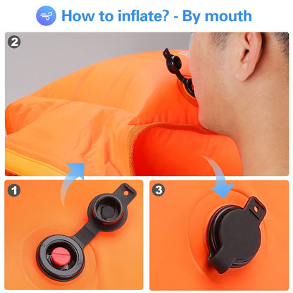 ProCase 35L Swim Buoy Dry Bag, Floating Waterproof Backpack with Shoulder Waist Strap for Open Water Swimming Paddling Boating Kayaking Rafting Hiking Camping Fishing Beach -Orange