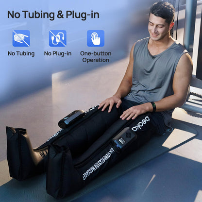 beoka Leg Massager for Circulation and Pain Relief, Leg Recovery System for Fast Recovery, Cordless Air Compression Boots with 3 Modes 5 Intensities for Athletes Runners and Travelers-Plus M