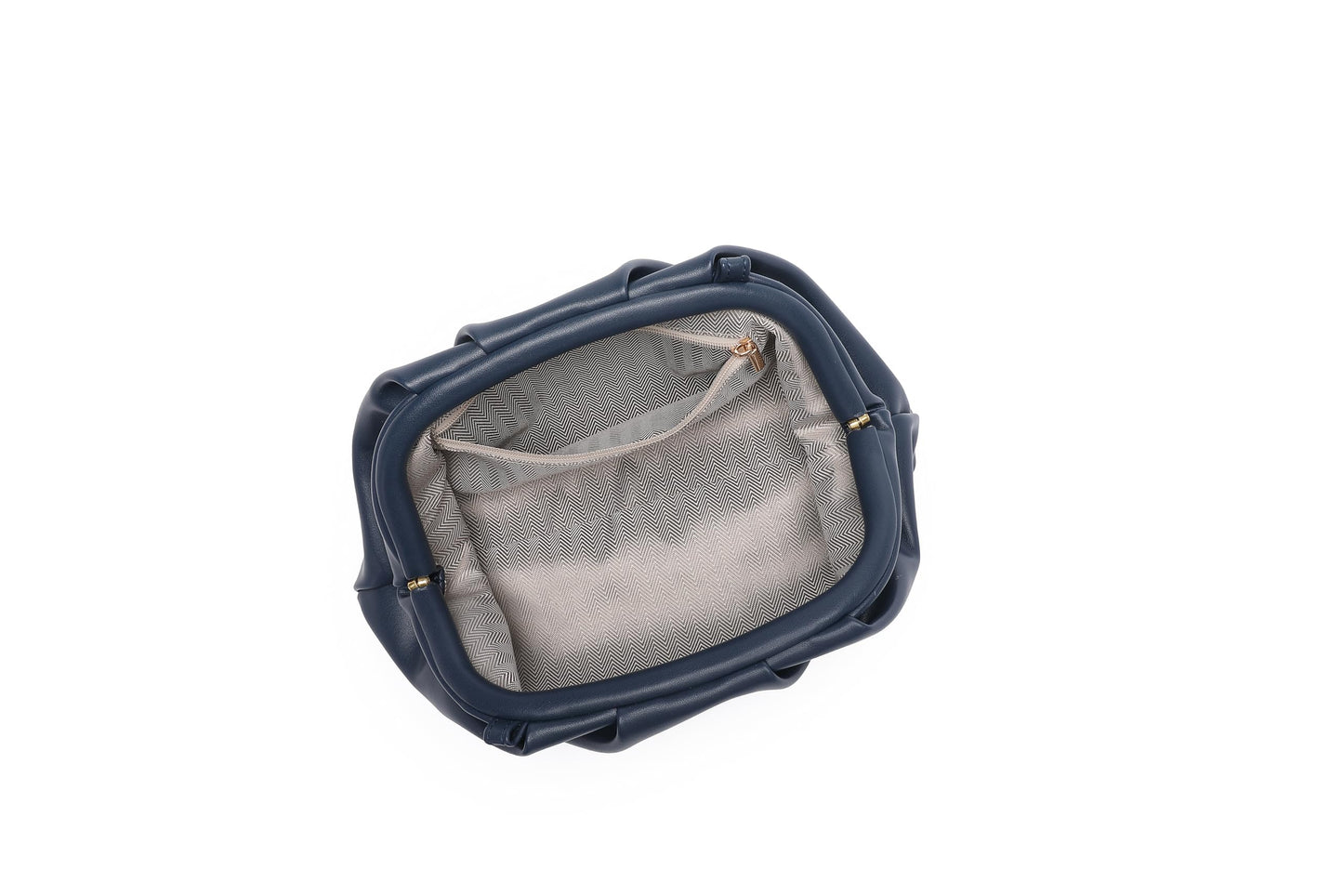 YUWITA Soft PU Leather Clutch Purses for Women Formal Elegant Luxurious Evening Bag (Navy Blue)