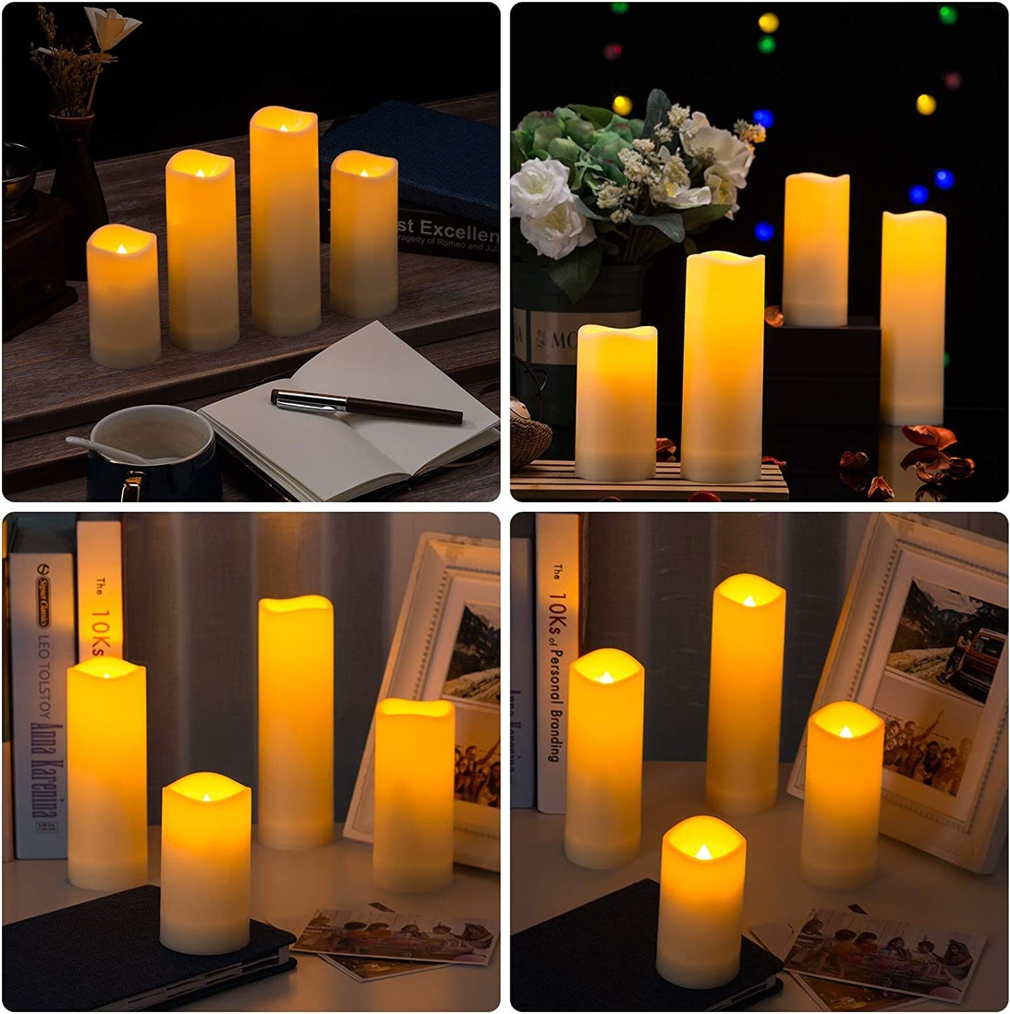 YOROXRG 12 Pack Flameless Candles Battery Operated Waterproof Led Candles (D:2.2" X H:4" 5" 6" 7") Candles with 2 Remotes Contro for Wedding, Party, Birthday