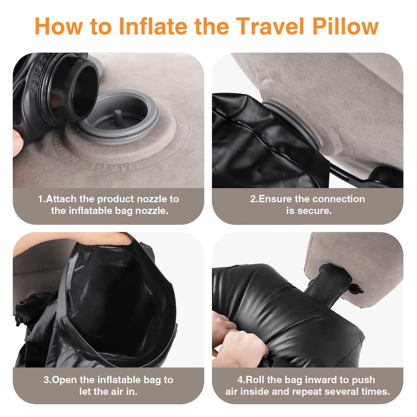 Maliton Inflatable Foot Rest Pillow for Travel,Kids Airplane Bed,Adjustable 3 Layers Height Leg Pillow of Air Travel Essentials,Car, Office, Home - Fast Inflation (Grey)