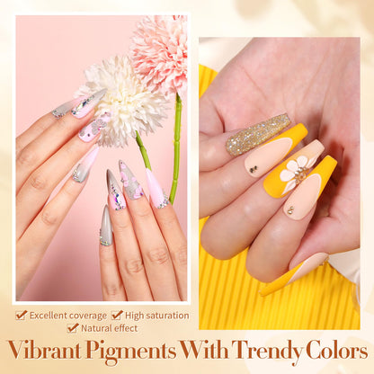 BORN PRETTY Acrylic Nail Kit - Acrylic Powder (Clear, White, Pink) & Liquid Set with Nail Forms, Brush Pen, File & Glass Container - Beginner Friendly