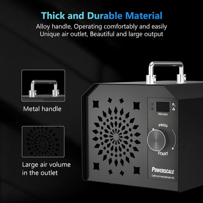 PowerScale Ozone Generator 90,000mg/h O3 Intelligent Control Ozone Odor Eliminator Commercial Ozone Machine Odor Removal, For Home, Car, Pet Room - High Capacity Ionizer Ozone Air Purifier, Black