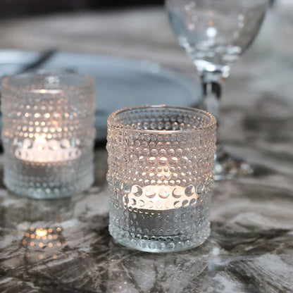 Clear Votive Candle Holders Set 24 PCS Hobnail Glass Tealight Candle Holders for Spring Decor, Easter, Weddings, Birthday Table Centerpiece Decorations