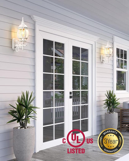 VIANIS Outdoor Wall Sconce, White Dusk to Dawn Outdoor Lighting Wall Mounted, 100% Aluminum Waterproof Exterior Front Porch Light Fixture for House, Modern Outside Lantern Lights for Garage Lamp