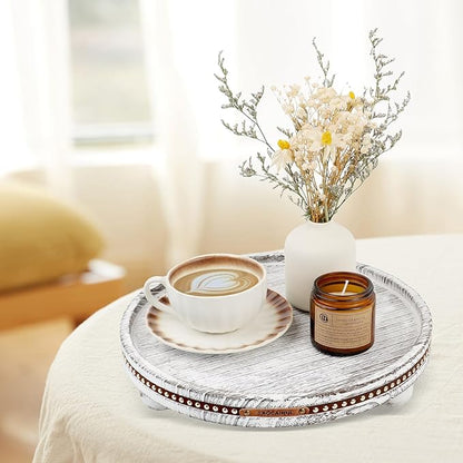 Decor Decorative Round Tray 11.81in for Home Decor for Coffee Table Farmhouse Kitchen Table Living Room Bathroom Centerpiece Tray Decor