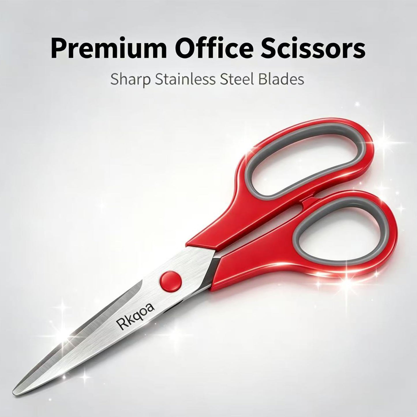Black 6 Scissors Pack, Rkqoa 8" All Purpose Scissor - High Performance and Designed for Everyday use, Stainless Steel Shears Set with Comfort-Grip, Right/Left Handed