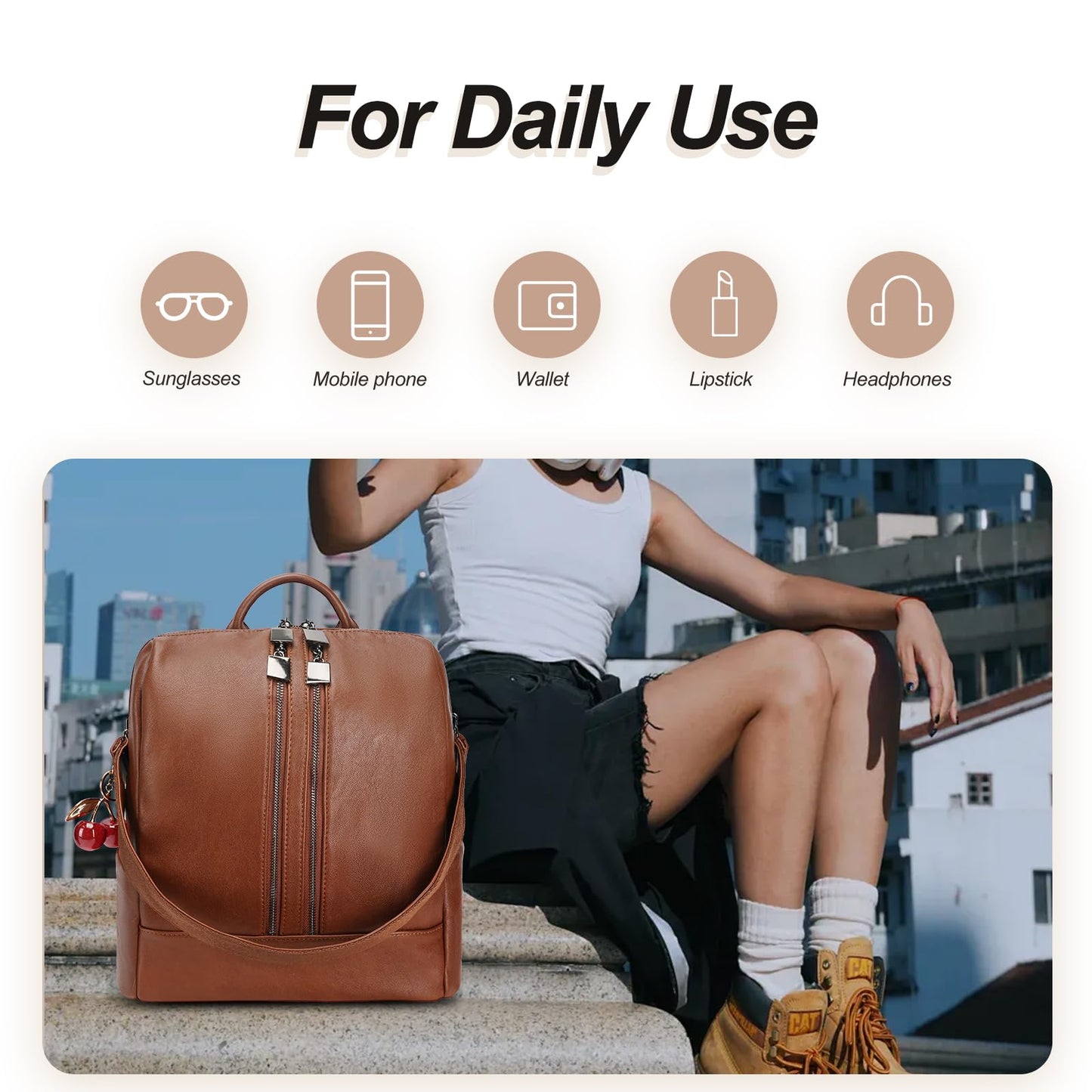 idoltimes Backpack Purse for Women, Back Pack Leather Handbags,Fashion Purses Everyday Shoulder Bag with Wallet