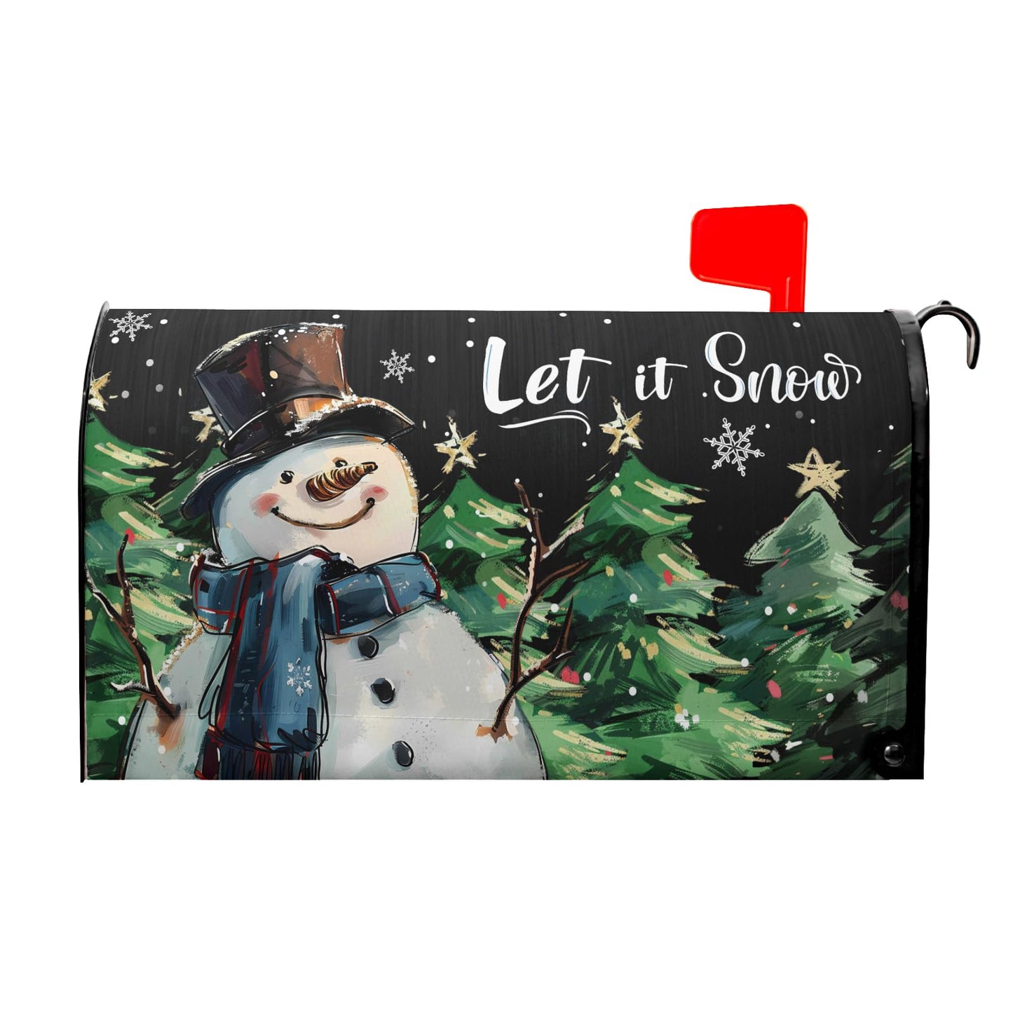 Kawani Winter Snowman Mailbox Covers Magnetic Pine Tree and Snow Outdoor Mailbox Cover Standard Size 18 X 21 Snowflakes Christmas Holiday Mailbox Wrap Post Letter Box Cover Decorative for Home Garden