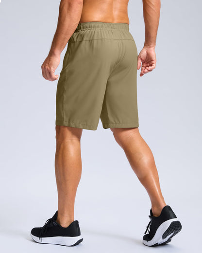 G Gradual Men's Athletic Running Shorts with Zipper Pockets Quick Dry 7"/ 5"/ 9" Workout Gym Shorts for Basketball Hiking(Dusty Khaki,9M)