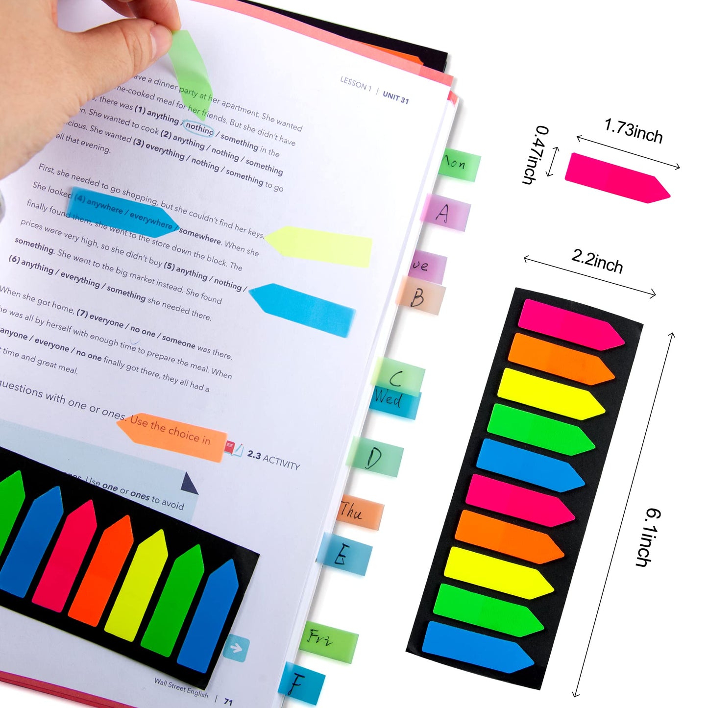 Ericter 2400 Pcs Sticky Tabs Page Markers Sticky Index Tabs, Arrow Flag Tabs - 10 Primary Color Tabs Page Flag Markers Bookmarks