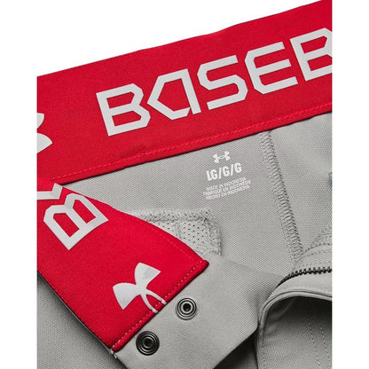 Under Armour Men's Utility Baseball Straight Leg Pant Pipe 22, (083) Baseball Gray/Red/Red, Medium