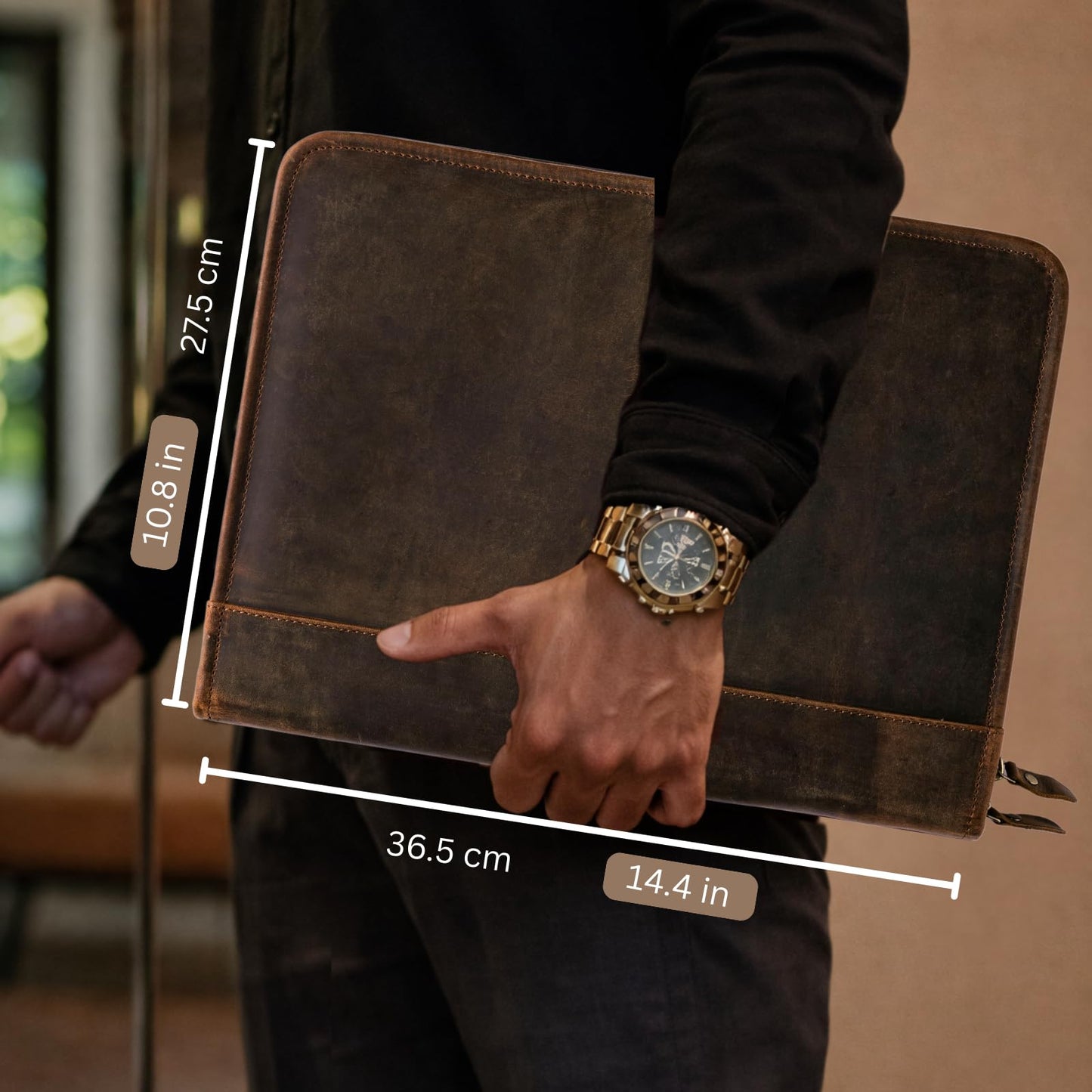 Leather Padfolio with Zipper – Business Portfolio for Men and Women, Legal Pad Portfolio, Leather Folder, Professional Padfolio for Meetings and Interviews