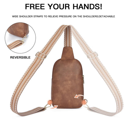 Telena Crossbody Sling Bags for Women, PU Leather Fanny Packs Cross Body Bag for Woman