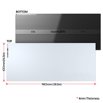 Pulsar - Superglide Premium Glass Mouse Pad XXL ALUMINO-Silicate Glass Surface Anti-Slip Fully Molded high-Density Silicone Rubber 38.5in x 16.5in (XXL, White)
