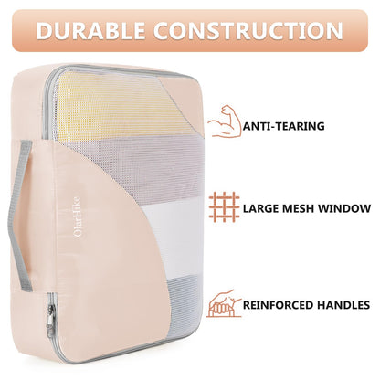 10 Set/8 Set Packing Cubes for Travel, Gifts for Women Mom,Anti-Tearing Suitcase Organizer for Luggage with Shoe & Hanging Toiletry Bag,OlarHike Vacation Essentials & Accessories for Cruise Ship,Cream