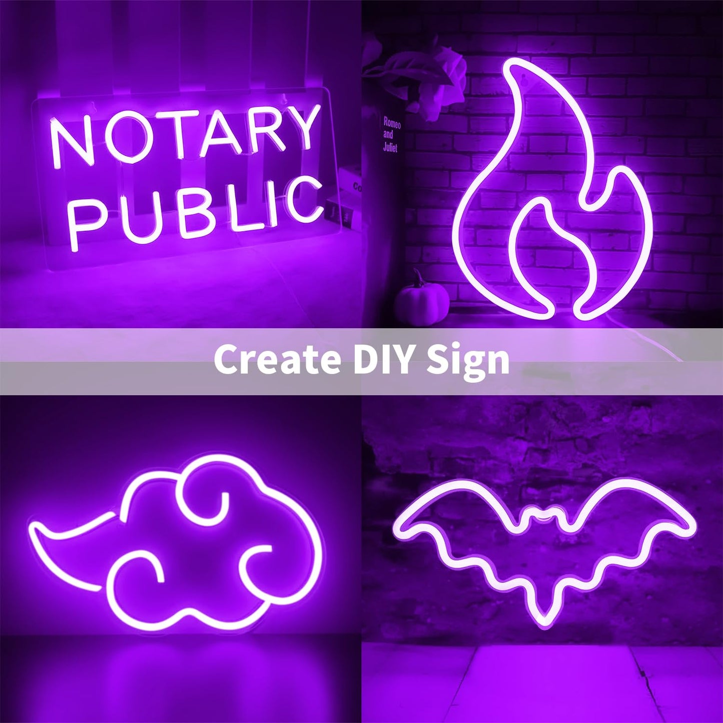 iNextStation 5M/16.4FT Purple Neon LED Strip Light, 12V Flexible Silicone Neon Rope Lights, IP65 Waterproof Cuttable LED Light with Adapter and Touch Dimmer for Gaming Room, Bedroom(with Adapter)