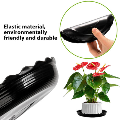 OFiSEXPT 15 Pcs Plant Saucer Set, 6, 8, 10 Inch Plastic Pot Trays, Flower Planter Saucers, Drip Trays for Indoor/Outdoor, Sturdy Plant Plate Water Catcher (Black)