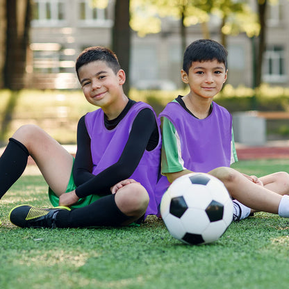 Sintege 12 Pcs Soccer Pinnies Pennies Jersey Scrimmage Vest Sports Practice Jersey Mesh Basketball Vest for Youth Adult Kids(Medium,Purple)
