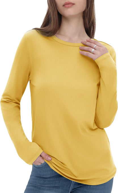 GAYHAY Long Sleeve Shirts for Women - Fall Winter Clothes Crew Neck Casual Tops Loose Fit Tees Fashion Outfits 2025