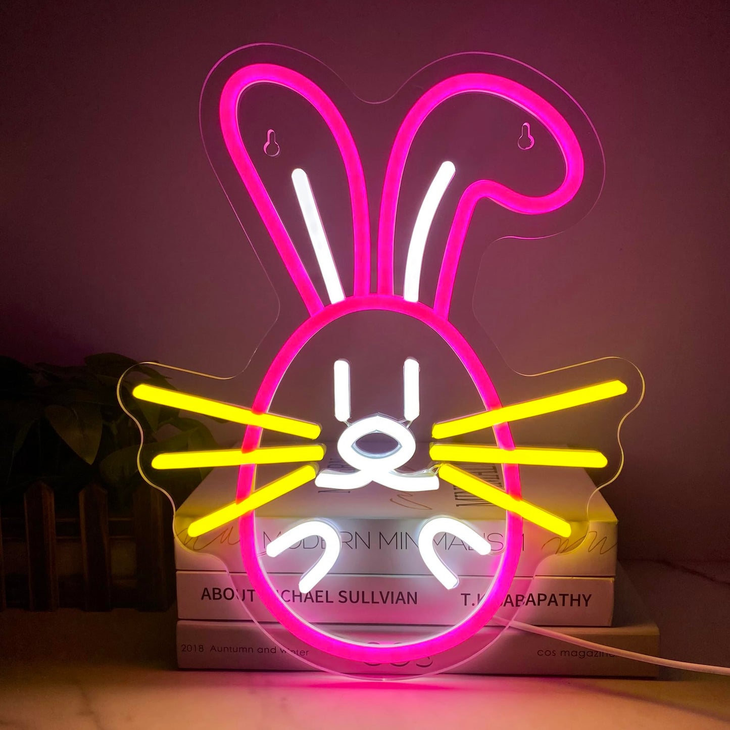 Easter Bunny Neon Sign, LED Dimmable Pink Easter Rabbit Bunny Neon Light for Wall Decor Neon Light Sign for Bedroom Bar Party Home Decor Kid Gift(11 * 13.3in)