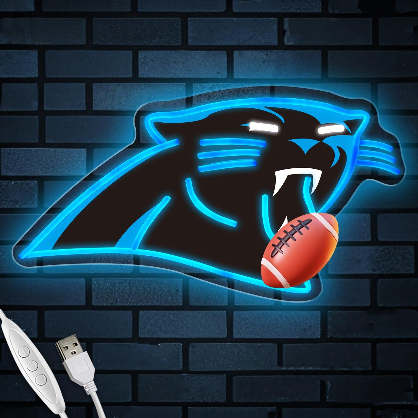 Football Team Neon Sign, Cool Dimmable Light Up Football Team Logo Hanging USB Powered for Wall Decor Art, Man Cave, Bedroom, Game Room Deco, Birthday Christmas Merch Gift for Boys Fans (Penther)