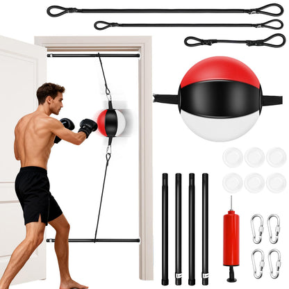 Doorway Punching Bag Double End Bag for Boxing, No Wall Installation Boxing Reflex Training Set with Bungee Cords, Double End Punching Ball Speed Bags Striking Equipment for Home & Gym