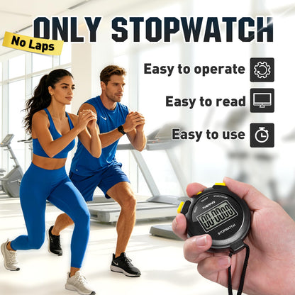 Therivo 2 Pack Digital Simple Silent Stopwatch Timer: Basic Stopwatch Only (No Laps), Easy to Use, Read, and Carry with Intuitive Buttons — On/Off, Large Display, Ideal for Kids, Sports, Coaches