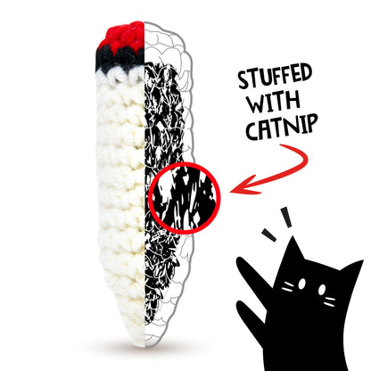 LIT LABS Catnip Doobies Toy Kittie J's Pre-Rolled Cone Form 3 inches Long - Handmade Crocheted - Entertain Your Cat with Hilarious Cartoon J's: Perfect Cat Gift, Comes in a 2-Pack