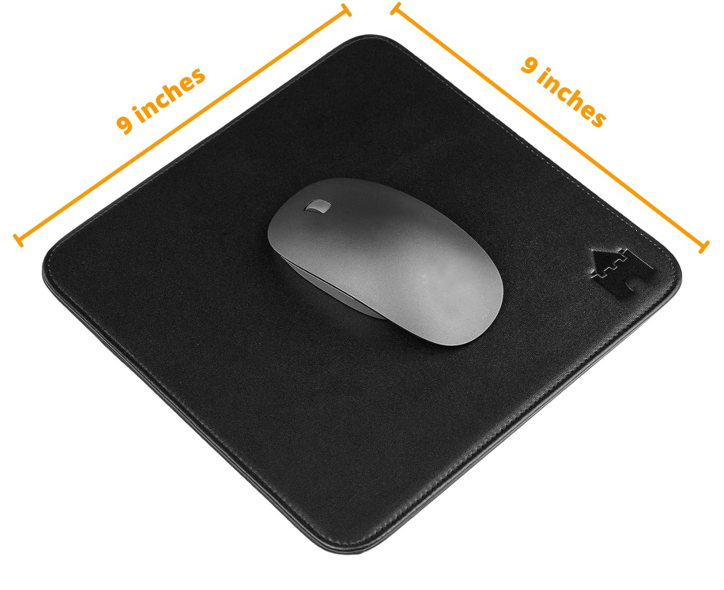 Castle Moat Mouse Pad Durable Genuine Leather, Easy to Clean Computer Mouse Pad with Non-Slip Rubber Base for Home and Office (Logo)