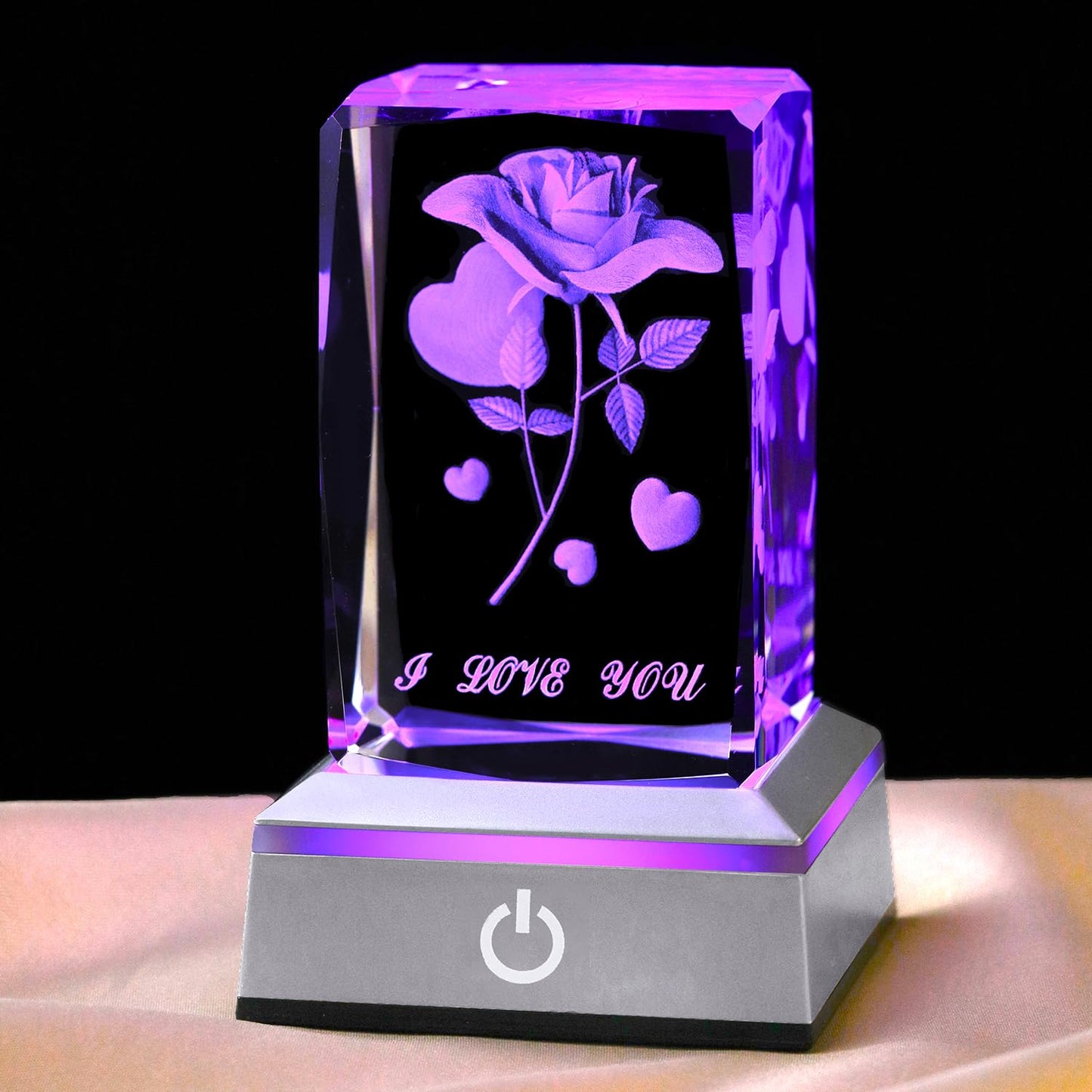 hochance 3D Rose Crystal Nightlight,Perfect Mothers Day Gifts for Wife Her Mom from Daughter Husband Son，Mother's Day Ideas Unique Anniversary Birthday Decolamp Presents