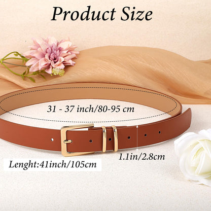 Ckhoid 8 Pcs Womens Leather Belts for Jeans Pants Dresses Fashion Skinny Waist Belts for Women with Gold Buckle (4 Colors)