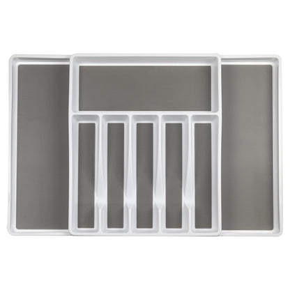 ELTOW Large Expandable Silverware Drawer Organizer, 8 Compartment Non-Slip & Adjustable Silverware Organizer for Drawer, Kitchen Organization for Utensils, Cutlery, Silverware Tray (Black)