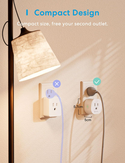 meross Matter Smart Plug Mini, FFS Easy Setup, 100% Privacy Smart Outlet, Compact Size, Support Apple Home, Alexa, Google Home with Schedule and Timer, App and Voice Control, 2.4G Wi-Fi Only (4 Pack)