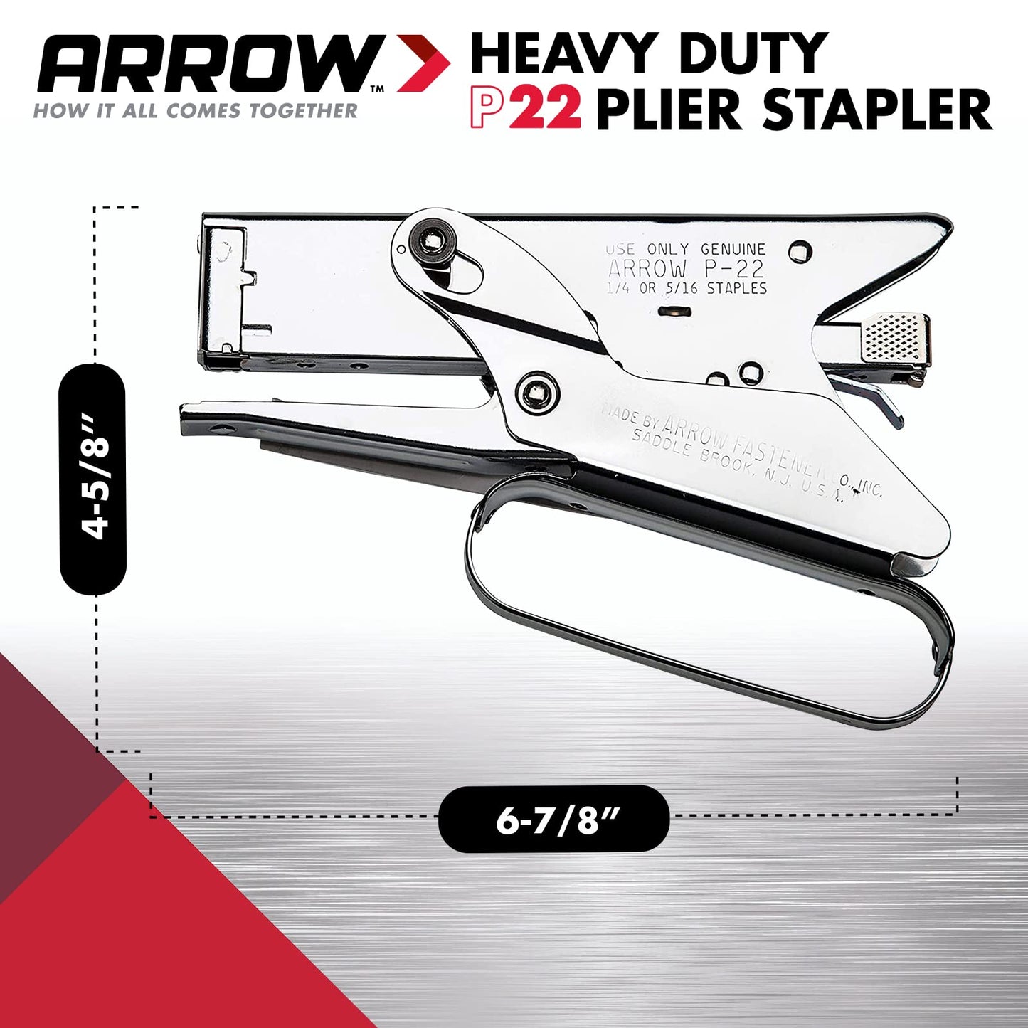 Arrow Fastener P22 Heavy Duty Handheld Plier Stapler for Crafts, Office, and Insulation, Uses 1/4-Inch and 5/16-Inch Staples